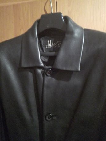 Мужское кожаное пальто (с утеплённой постежкой) L