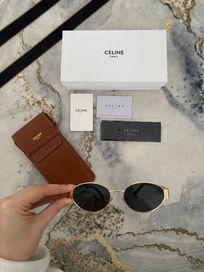 Okulary przeciwsłoneczne Celine złote + etui + dokumenty