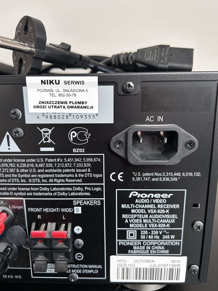 Pioneer VSX-920-K Amplituner tuner wielokanałowy sprawny 100% +pilot