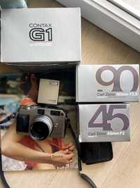 Contax G1 + lente 45mm + lente 90mm + flash
