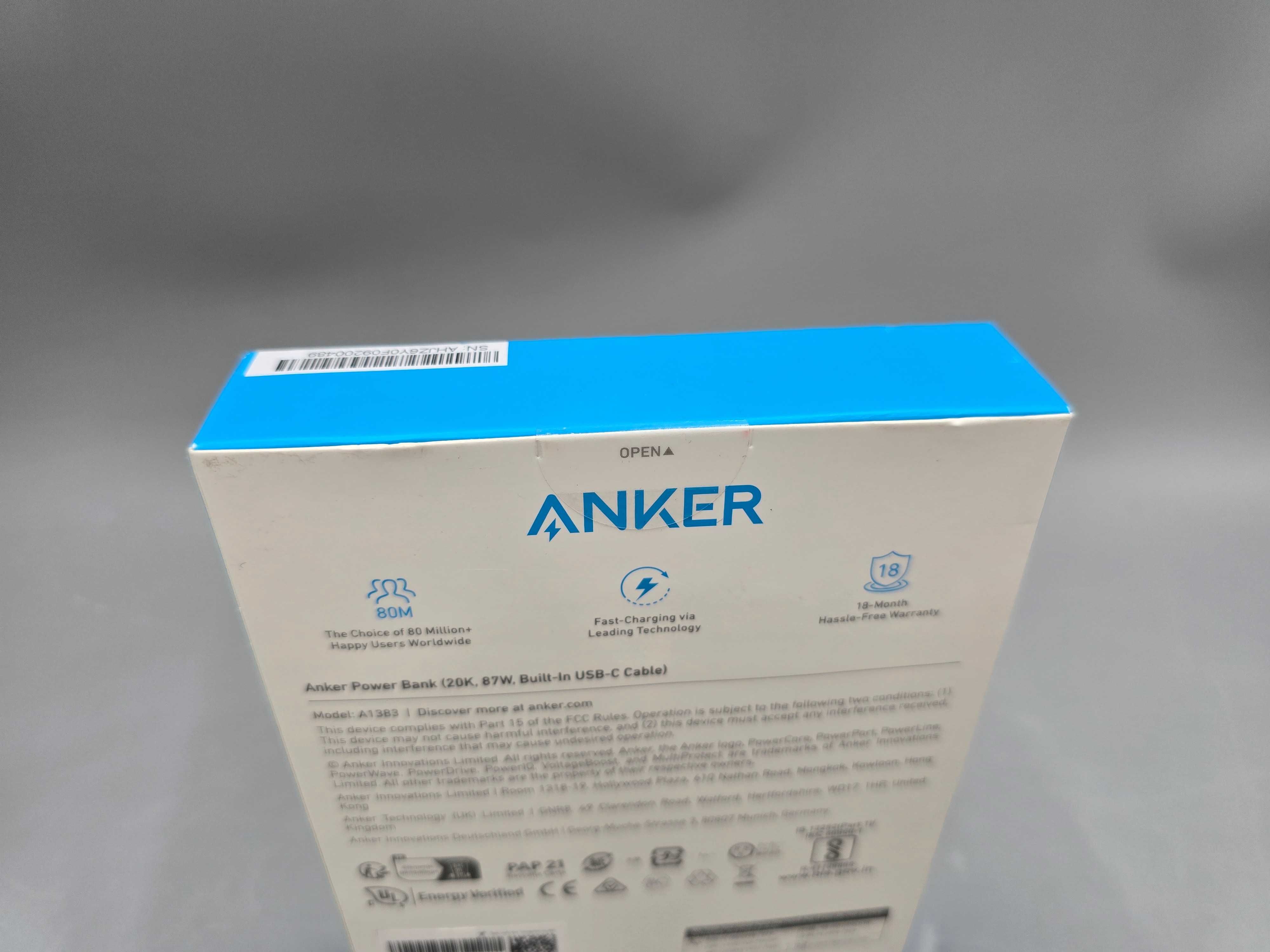 Anker Powerbank A1383 PD 30W 20000 Mah2X USB-C 1X USB-A FAST Charge