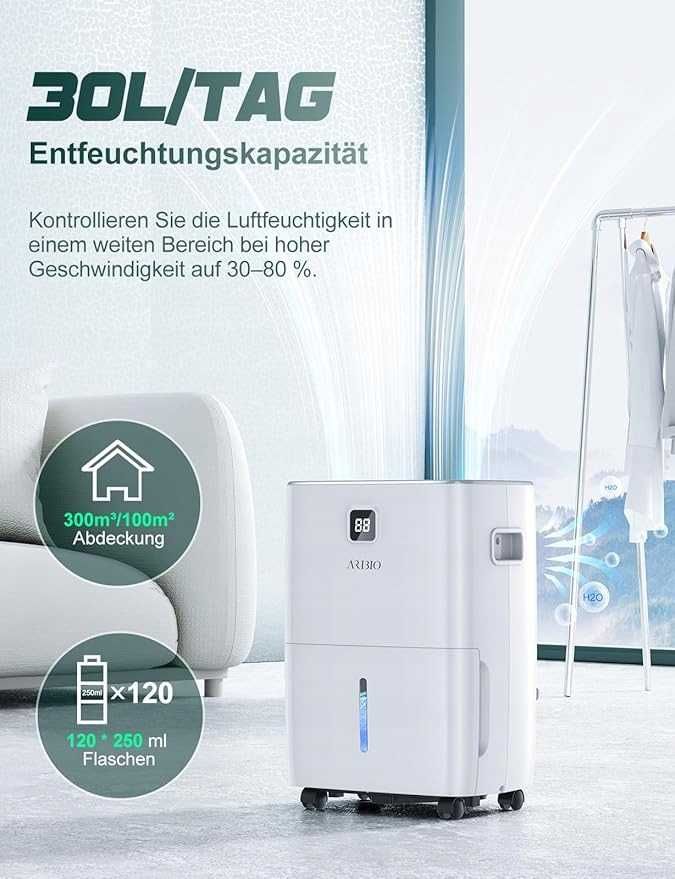 Elektryczny osuszacz powietrza  30 l/24 h z czujnikiem wilgotności
