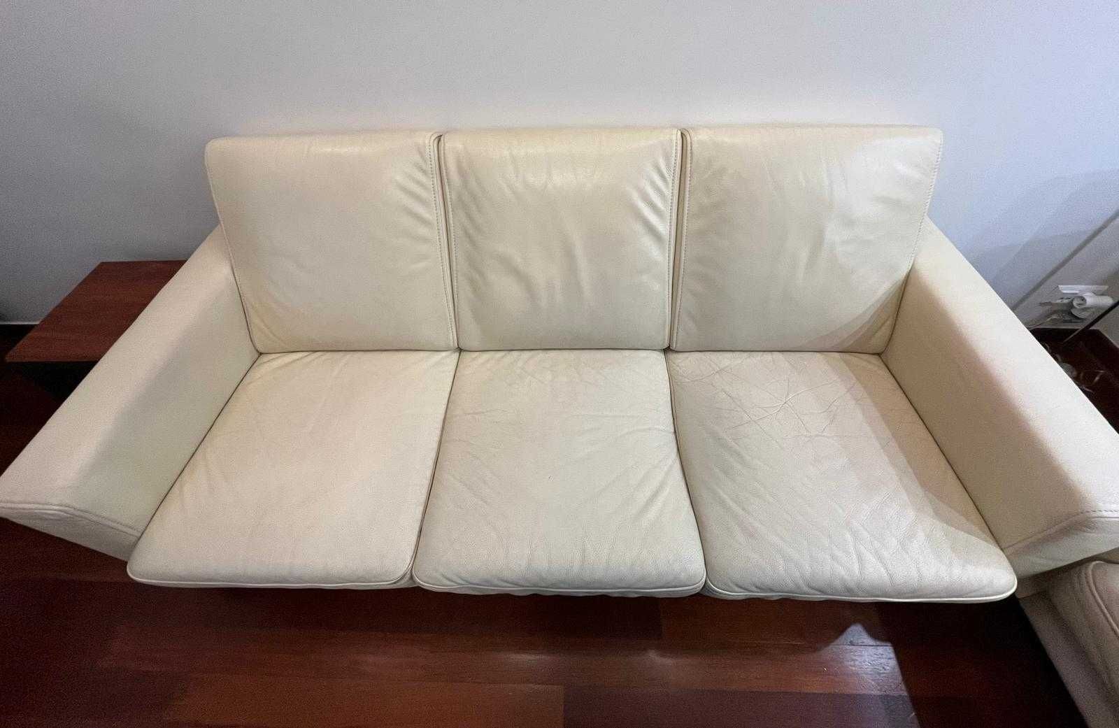 Zestaw mebli wypoczynkowych KLER Etiuda - 2 x kanapa, 2 x pufa, skóra