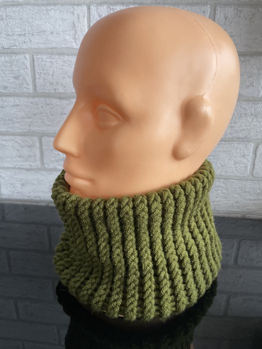 Nowy ciepły komin tuba z wełną Merino handmade