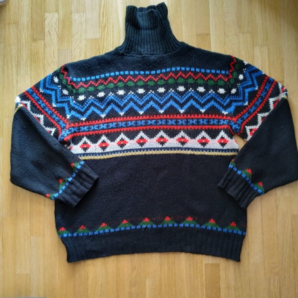 Vintage kolorowy sweter L wzory