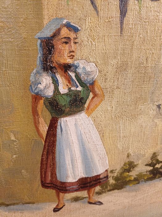 Stary obraz na płótnie sygnowany