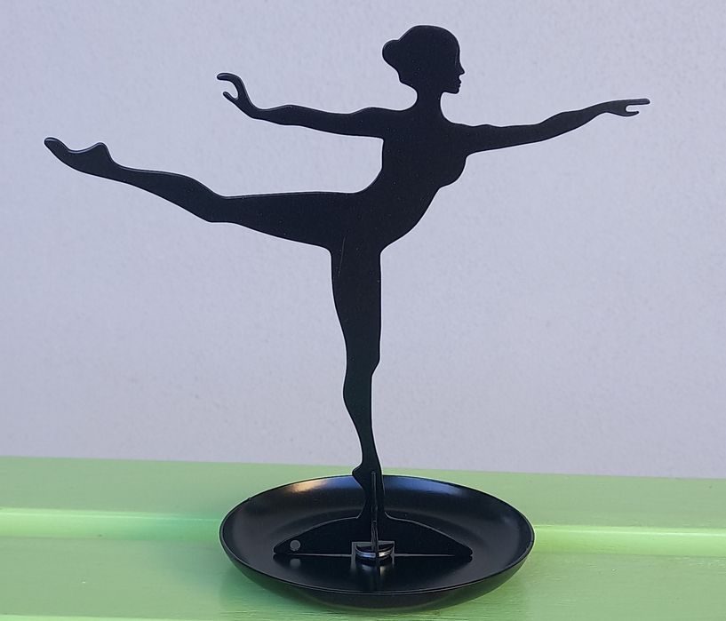 Suporte de jóias / porta jóias bailarina, de aço preto