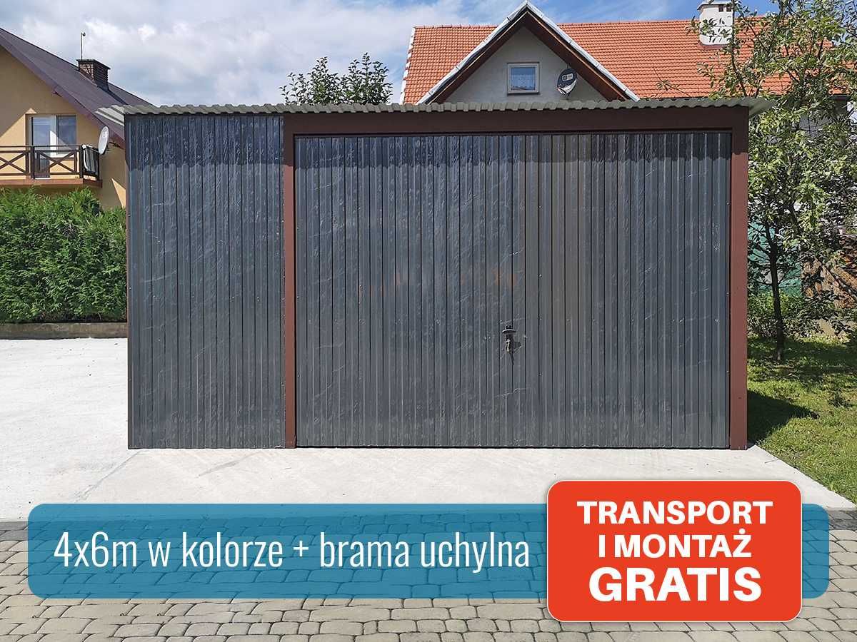 Garaż 4x6 w kolorze z bramą uchylną garaże blaszane blaszak producent