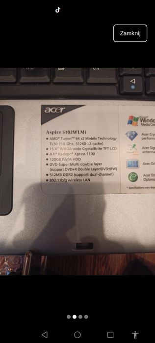 Laptop Acer aspire 5102