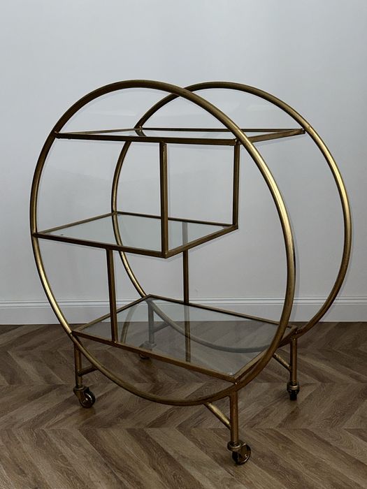 Stolik na kółkach wózek kuchenny barek złoty