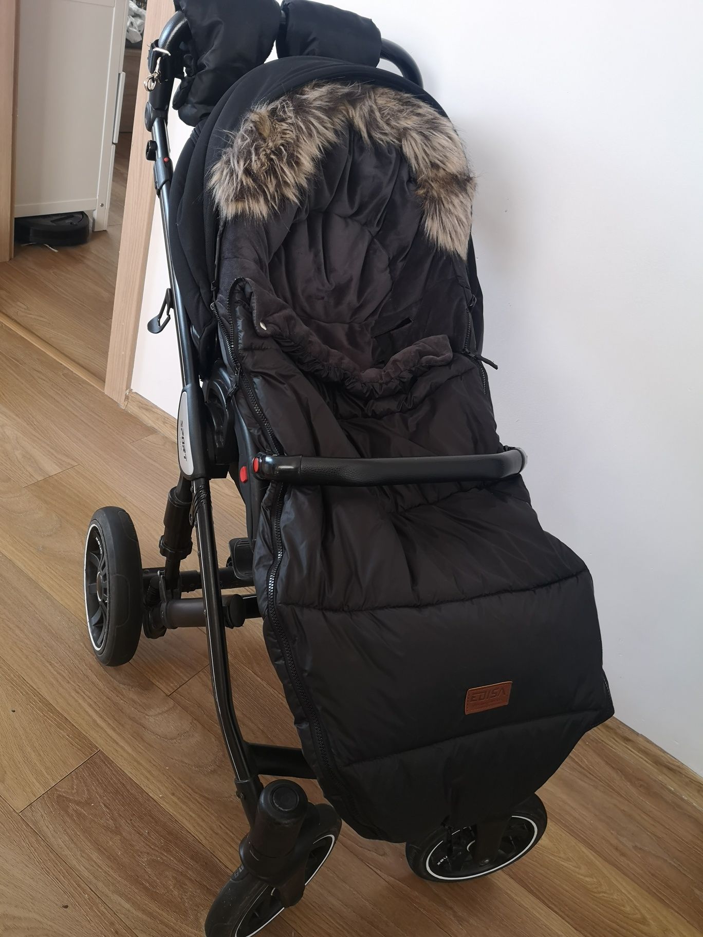 EDISA duży śpiwór do wózka 115 cm futro zimowy ciepły 0-36