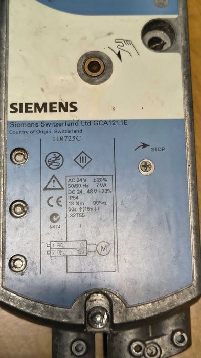 Siłownik do przepustnic powietrza GCA121.1E Siemens