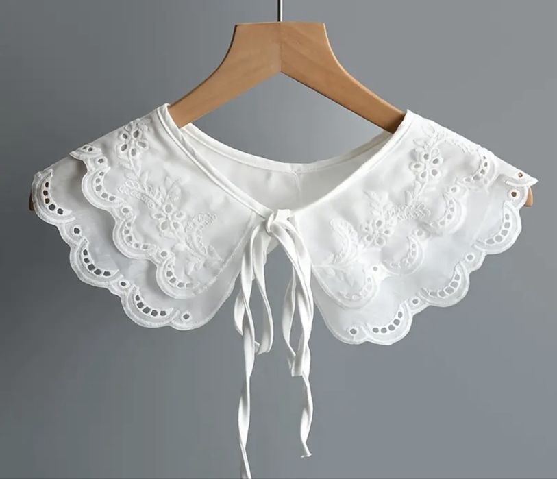 Мереживний комір, вышитый воротник белый на завязках