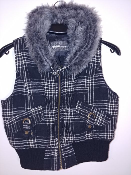 Kamizelka do pasa z futerkiem w kratkę (1)