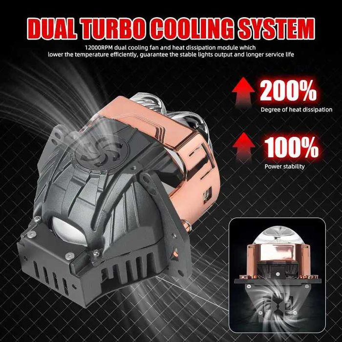 Бі-лед лінзи 3.0" з лазером 6000К 100вт