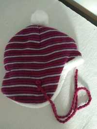 Czapka czapeczka zimowa dziecięca niemowlęca z pomponem wiązana 74 80