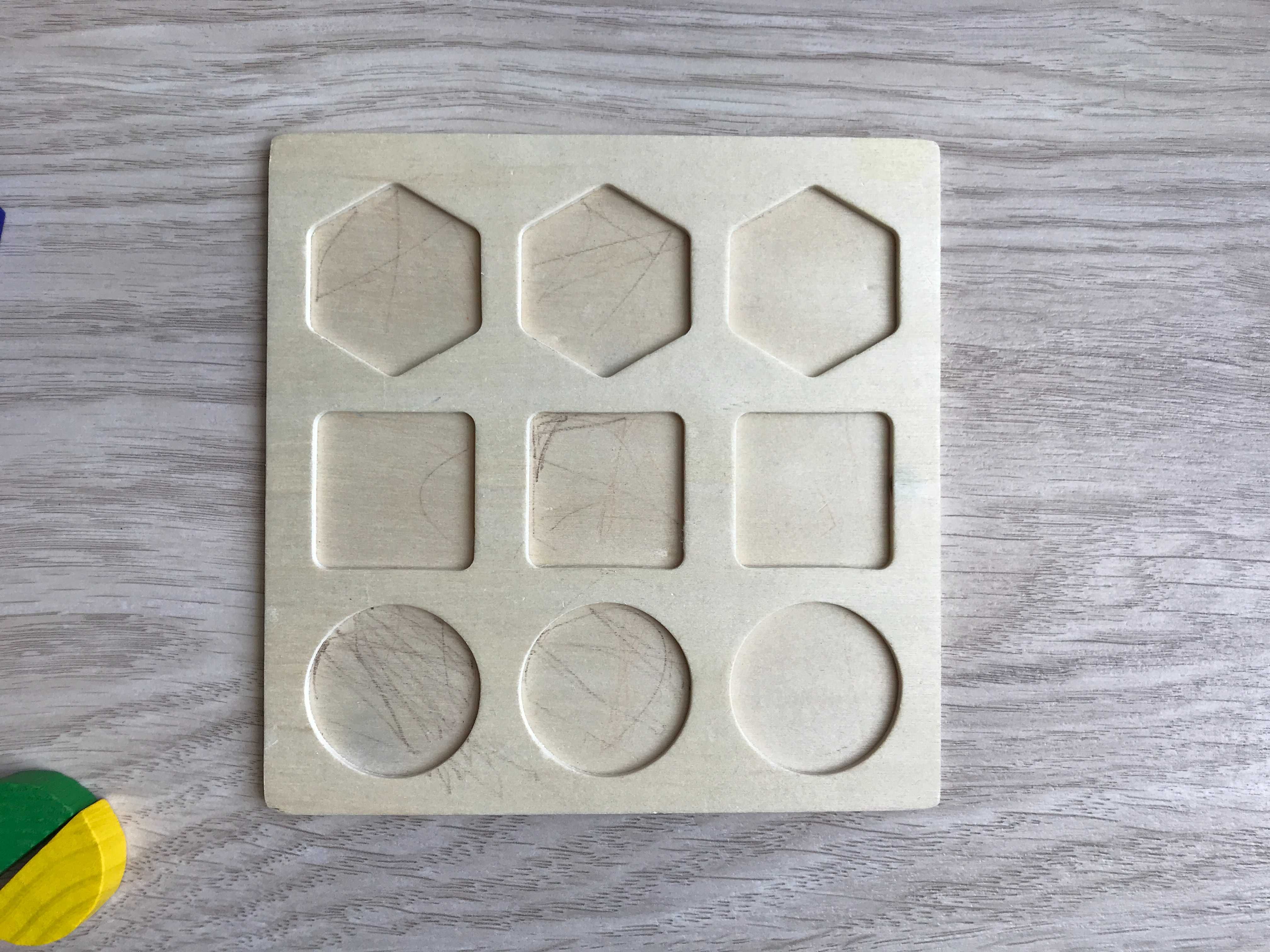 Drewniane figury geometryczne Montessori Puzzle Lamiglowka