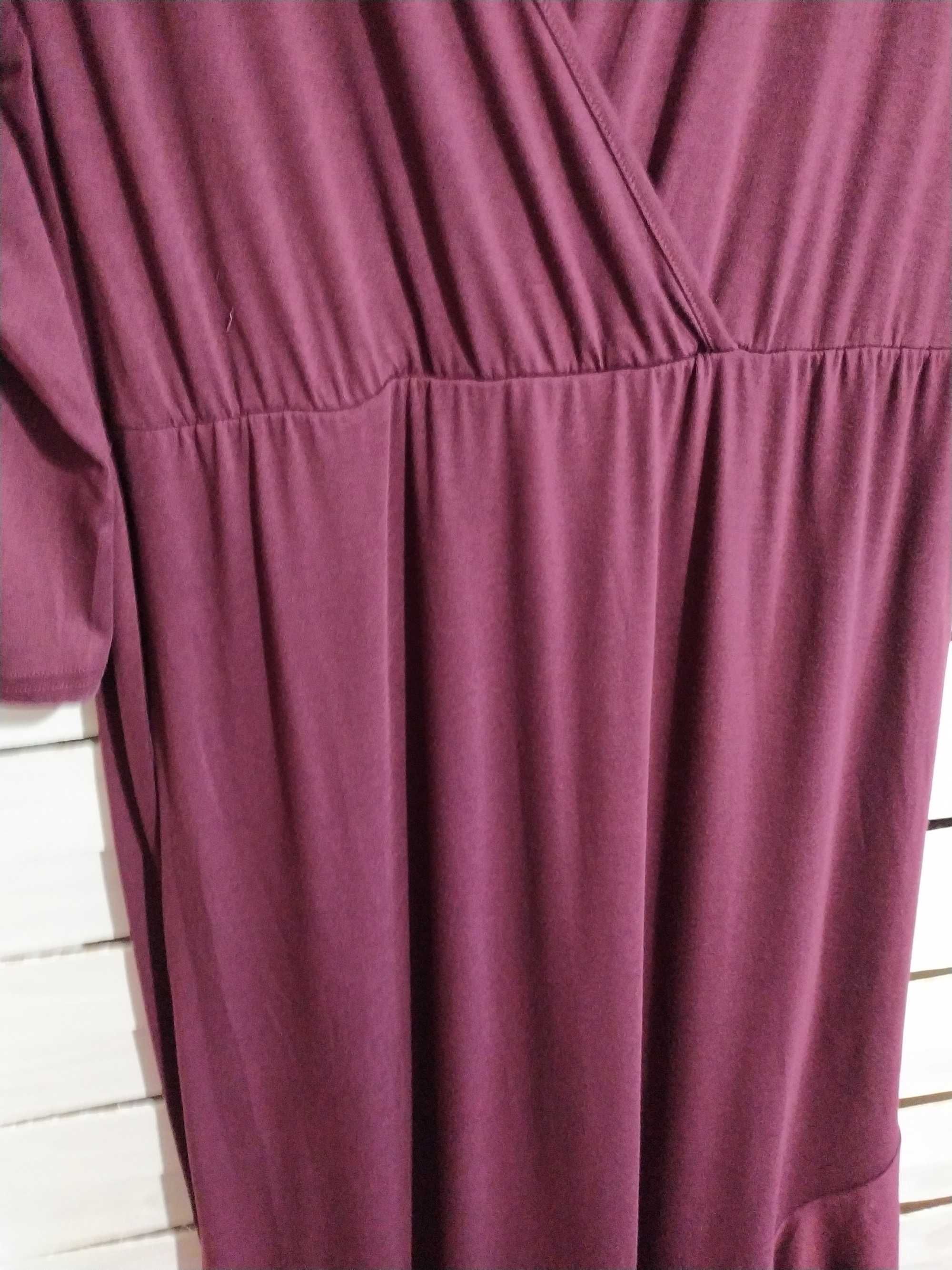 Piękna fioletowa długa sukienka Kojooin r. L, maxi dress z falbanami