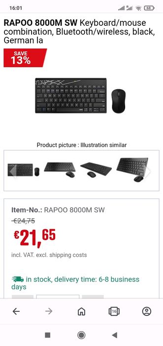 Безпроводная клавиатура и мышь rapoo