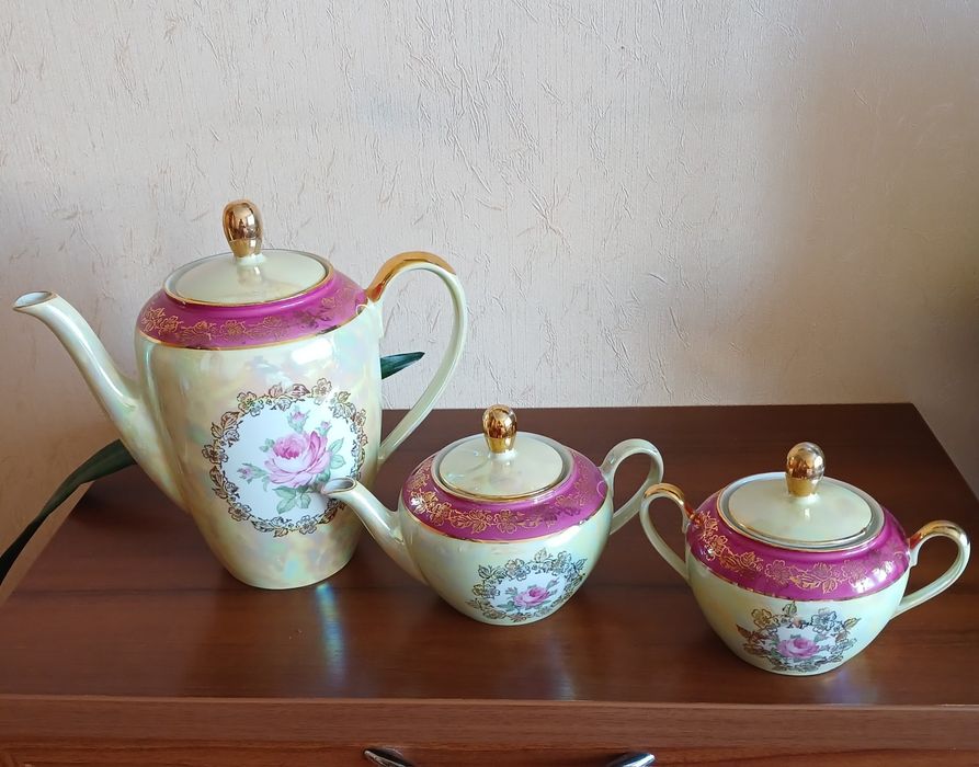 Пpедметы от чайного сeрвизa Роза ,ГДР FORTUNA  конец 1950-1960гг .