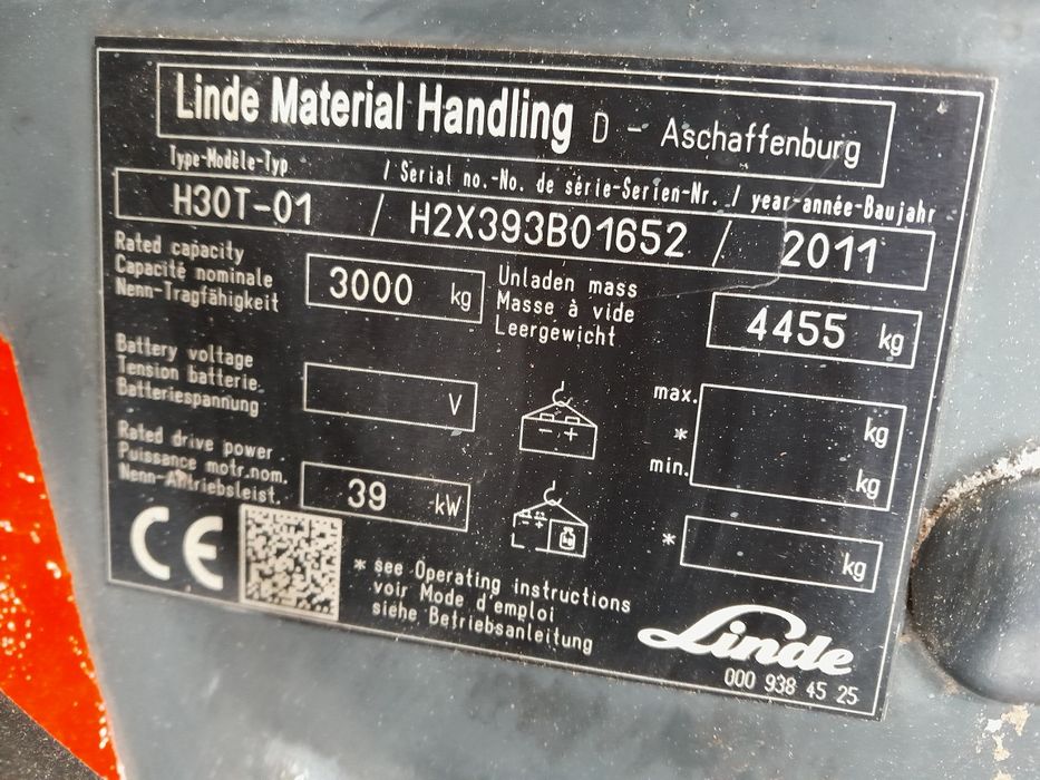Wózek linde H30T serwisowany zadbany przesuw boczny 2011 rok