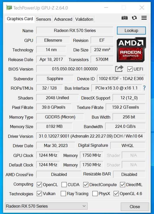Продам 5 Sapphire rx570