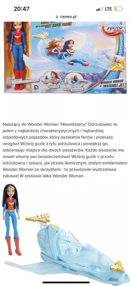 Samolot Barbie Super Hero Girls - Wonder Woman