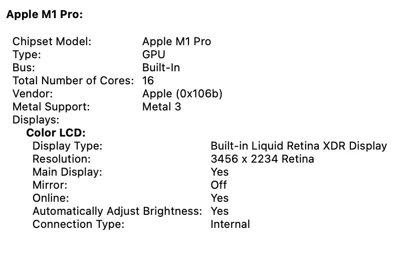 MacBook Pro 16 2021 32GB 1TB Space 92%