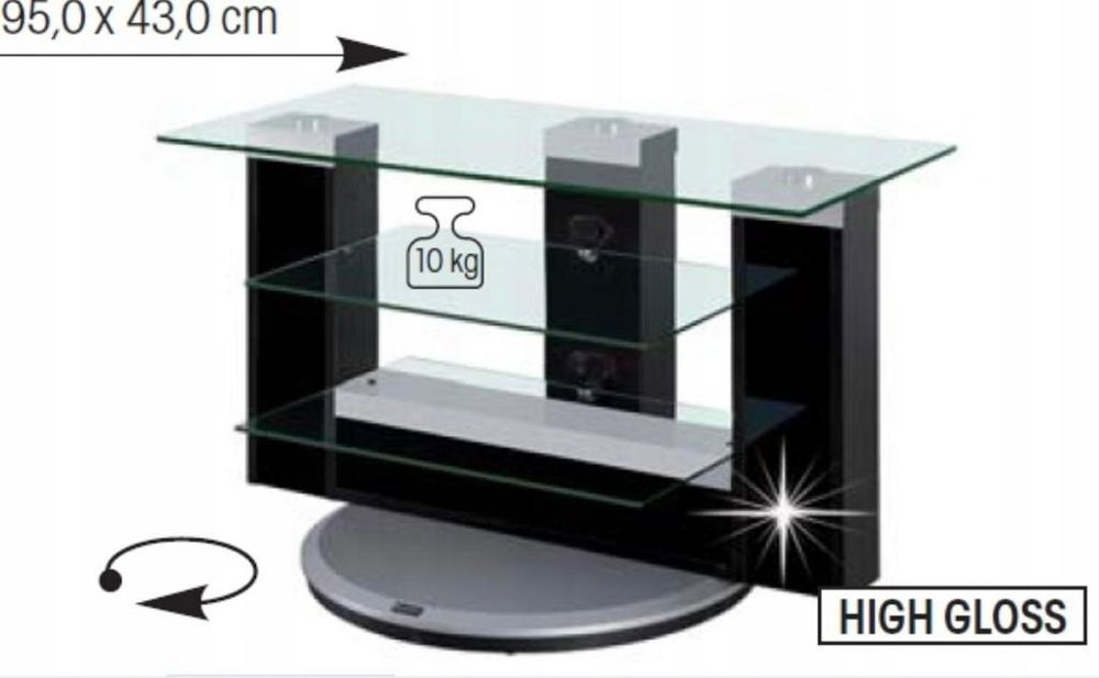 Szafka pod TV, obrotowa, szklana