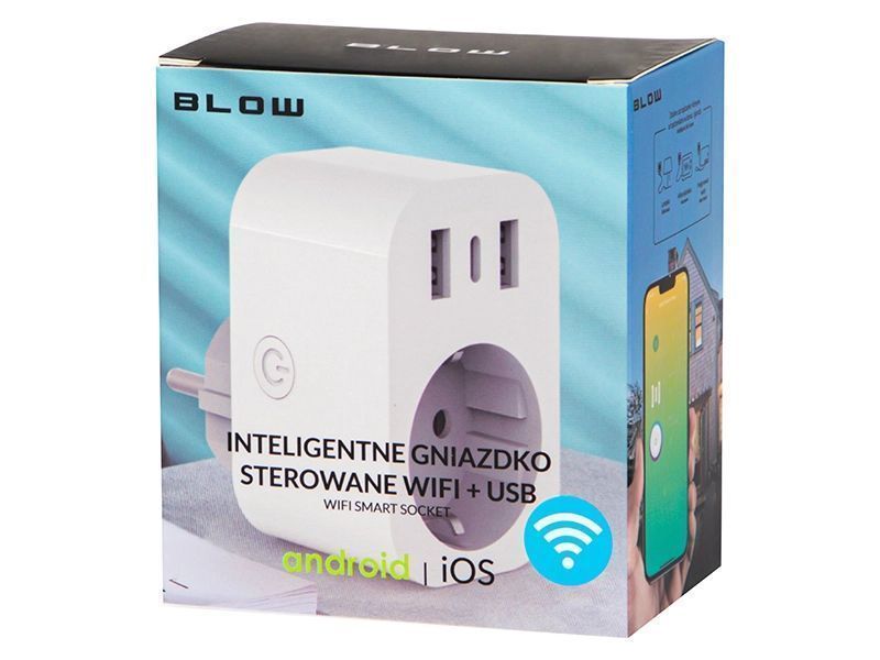 Inteligentne gniazdko sterowane WiFi TUYA USB + 2x USB-C 72-077#