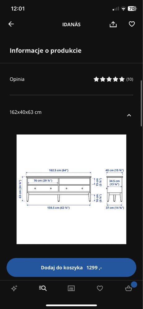 Szafka rtv IDANAS Ikea