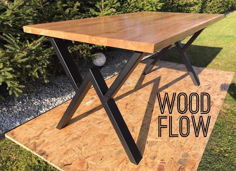 Stół loftowy / rustykalny z dębowym blatem