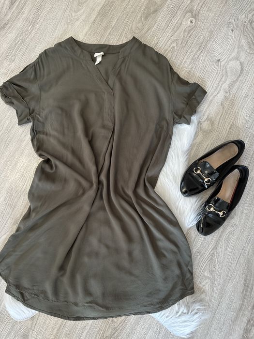 Elegancka z dekoltem V luźna oversize 100% wiskoza H&M S/M