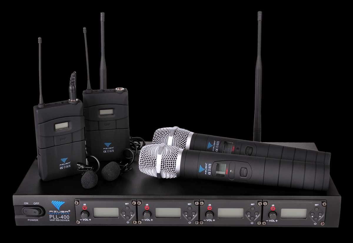 Mikrofon PLL-400 UHF 4 kanały (2 do ręki+2 na klip