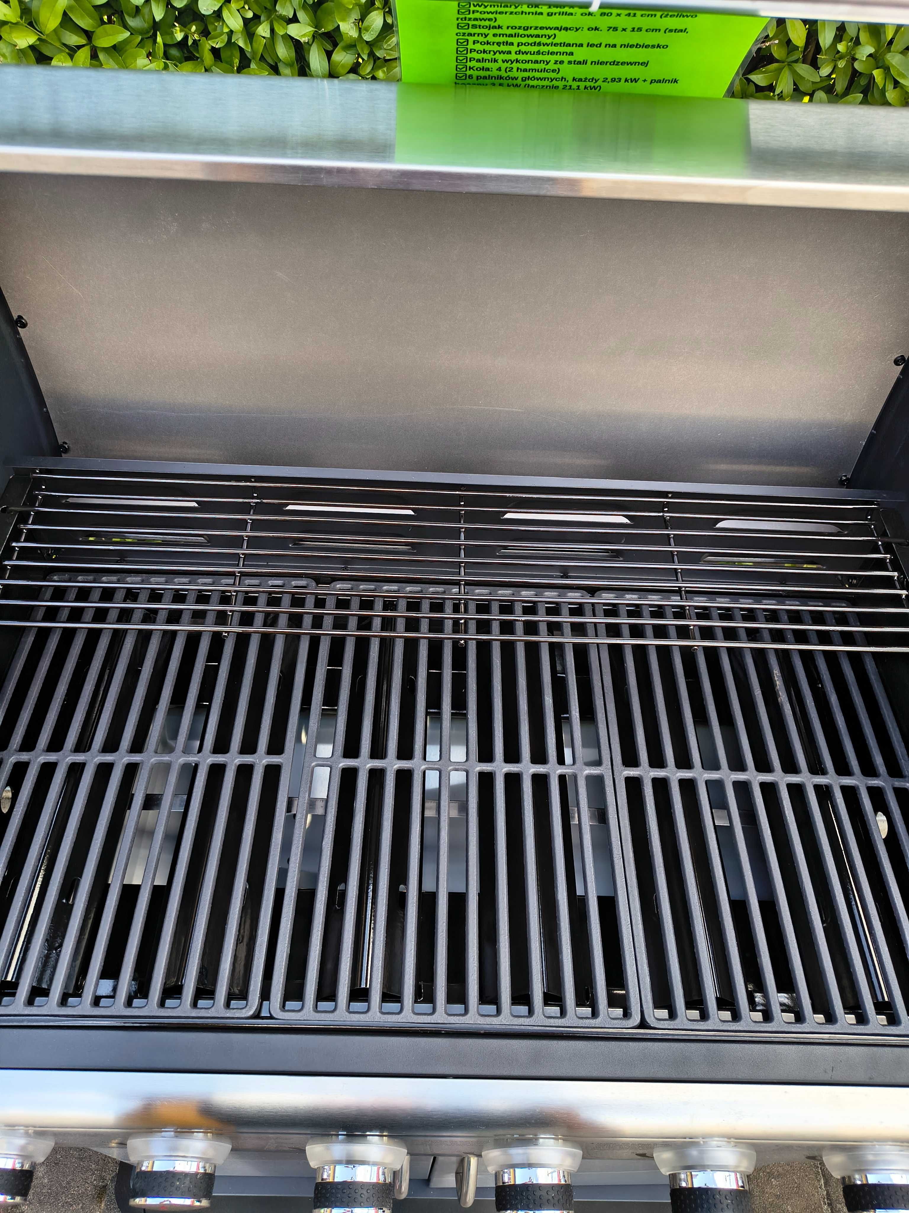 Duży Solidny GRILL GAZOWY EL FUEGO DELUXE  21KW  LED 7 palników NOWY !