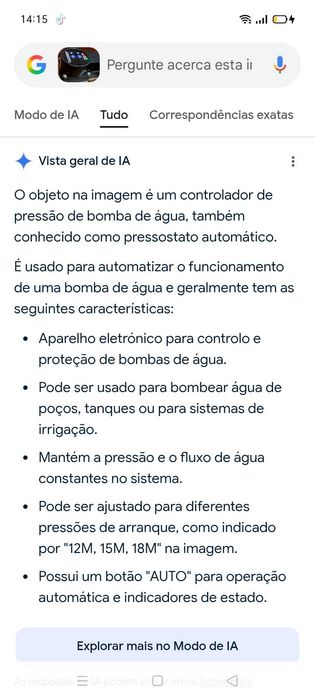 Controlador Pressão Água. Oportunidades
