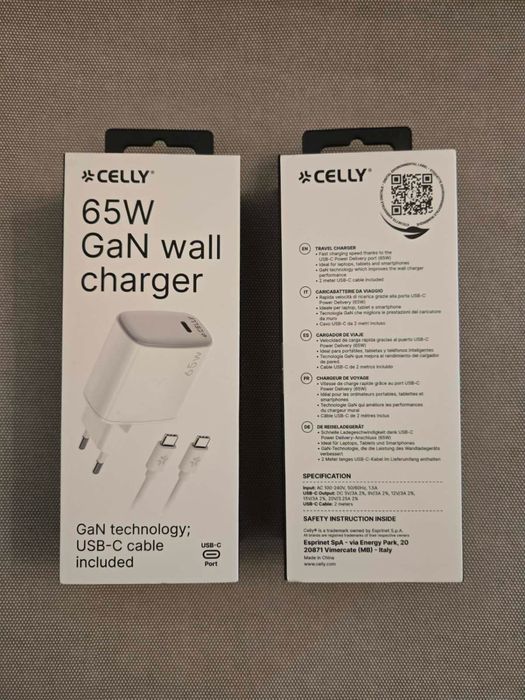 Зарядные устройства Celly 65 Вт GaN Wall Charger White