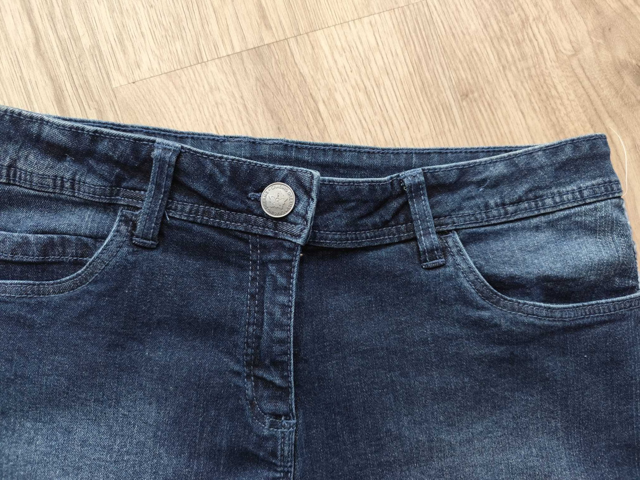 Nowe spodenki jeansowe szorty 170 dziewczęce ciemny granat