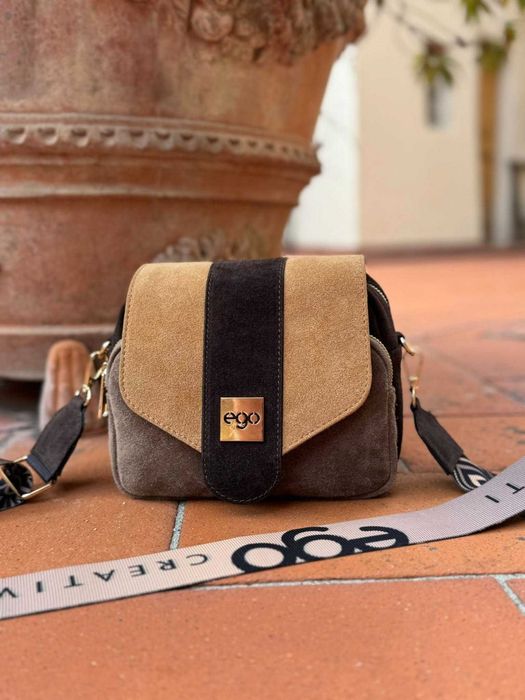 EGO ES0276CR  listonoszka kolorowe cudo skóra naturalna zamszowa