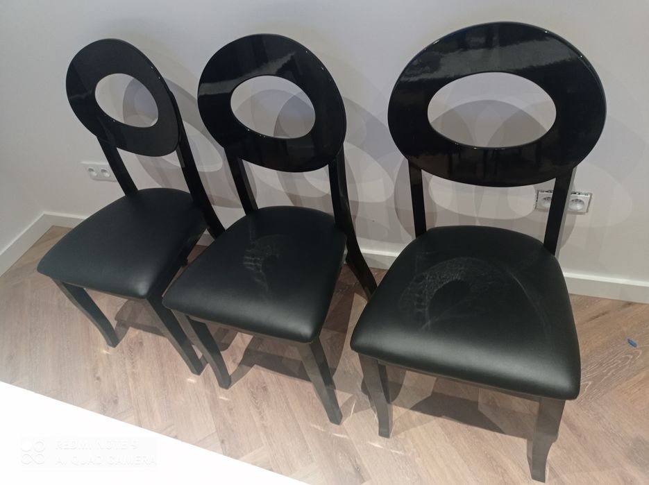 Krzesło krzesła Luigi Signal lakierowane połysk czarne lite drewno eko