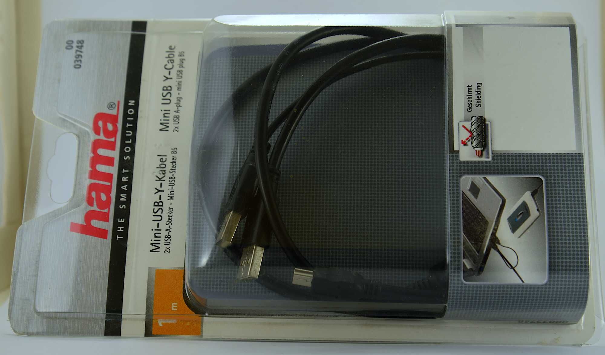 Przewód (kabel) hama 2xUSB - Mini USB długość 1 m.