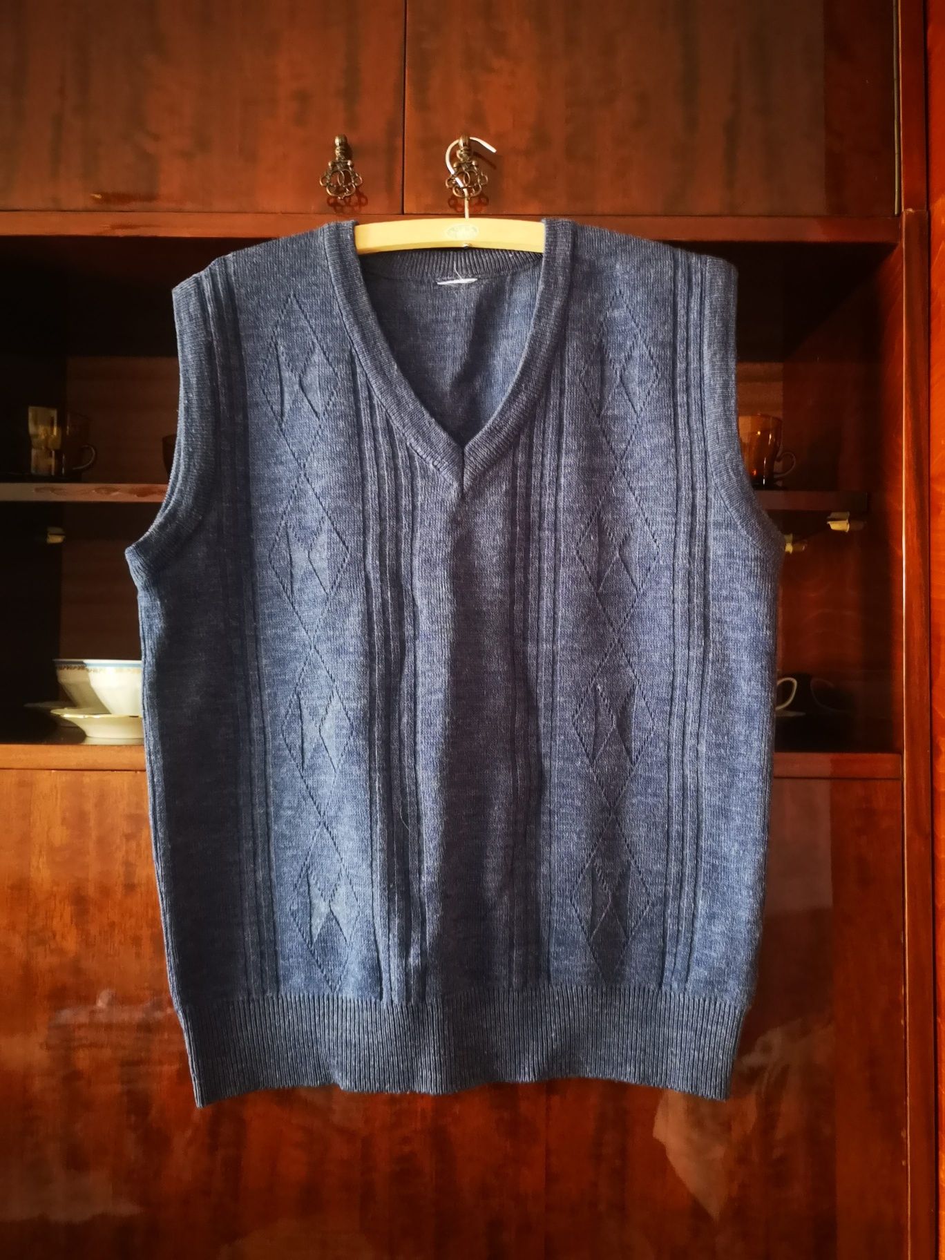 Sweterek bezrękawnik granatowy vintage - rozmiar m