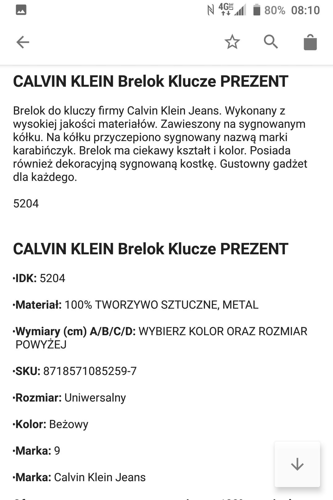 Breloczek Calvin Klein Brelok