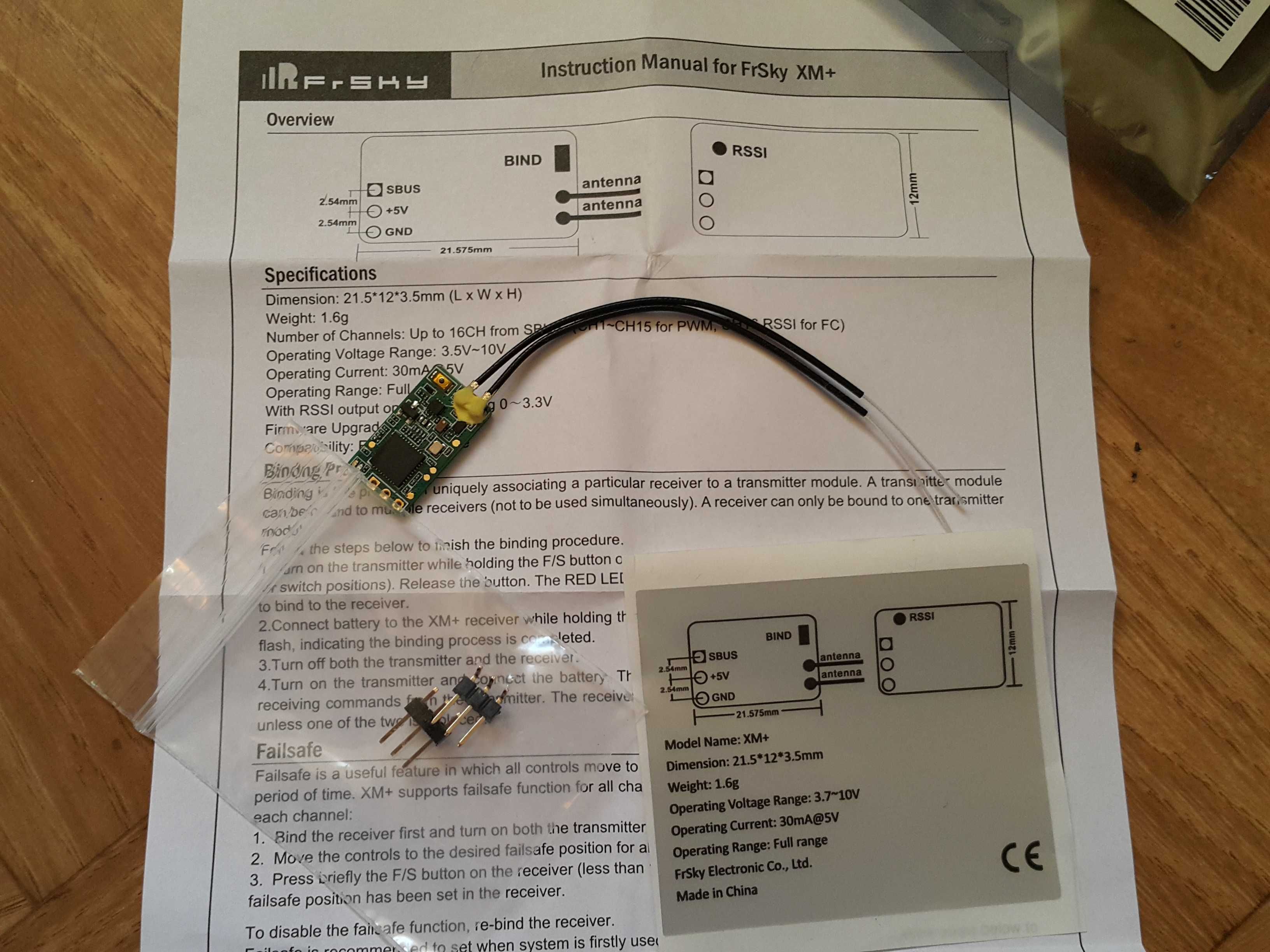 Mini odbiornik FrSky XM+ SBUS 16ch do dronów wyścigowych