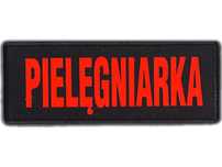 Emblemat PIELĘGNIARKA FLUO na rzepie 13 x 5 cm