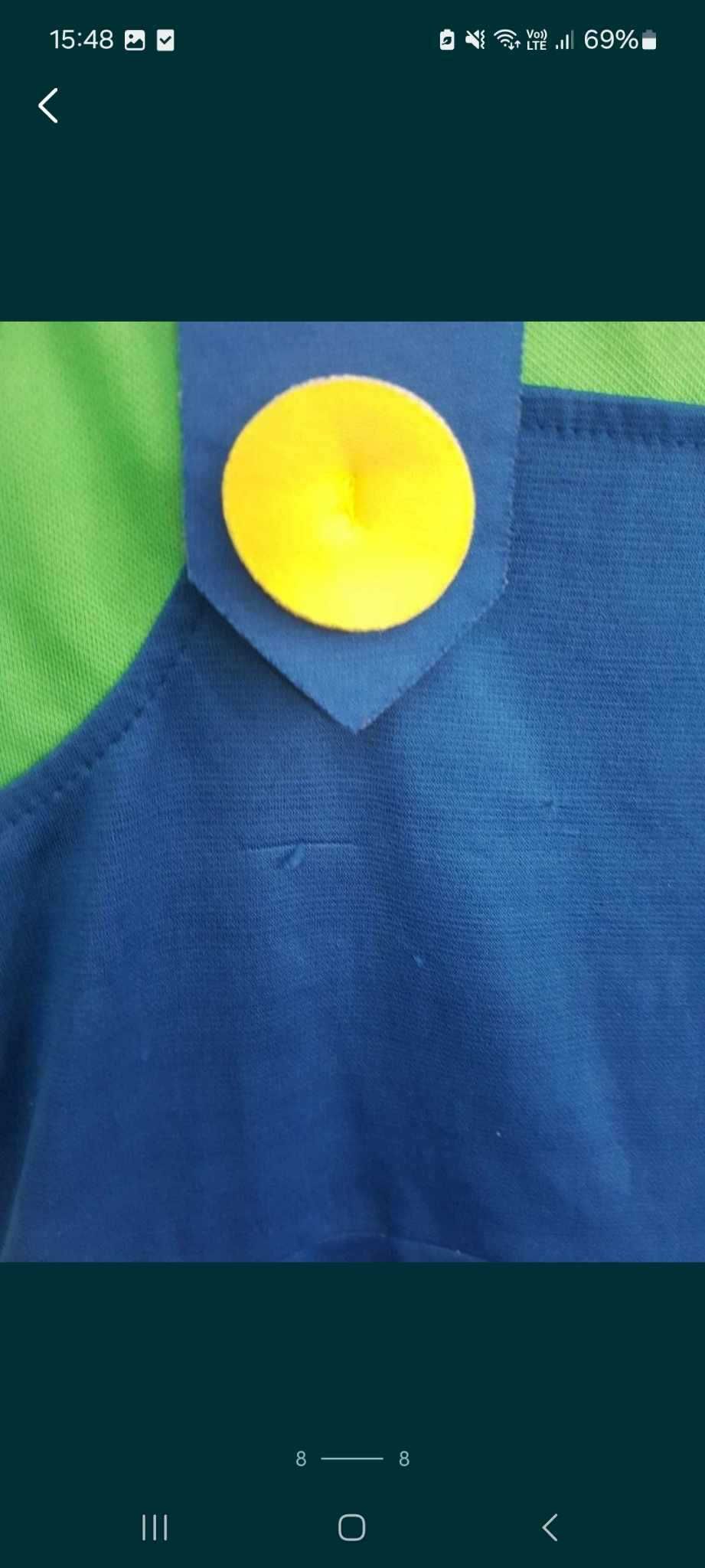 Strój przebranie Luigi Super Mario rozmiar 128 - 134 cm. B114