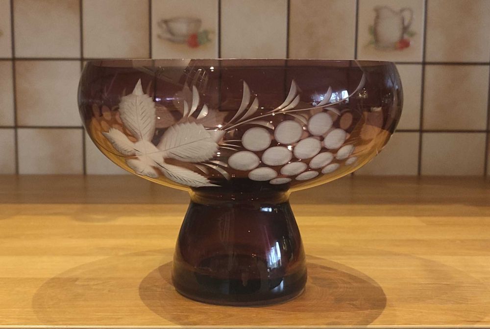 Egerman kryszta rubinow misa Wigilia półmisek vintage prl retro design