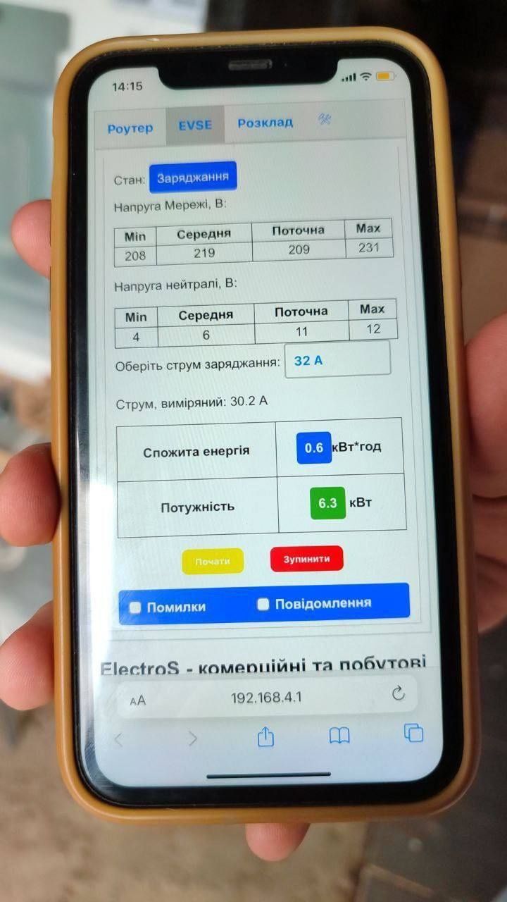 Зарядка Electros WiFi 32 А (7кВт) 
станція за 6400 грн