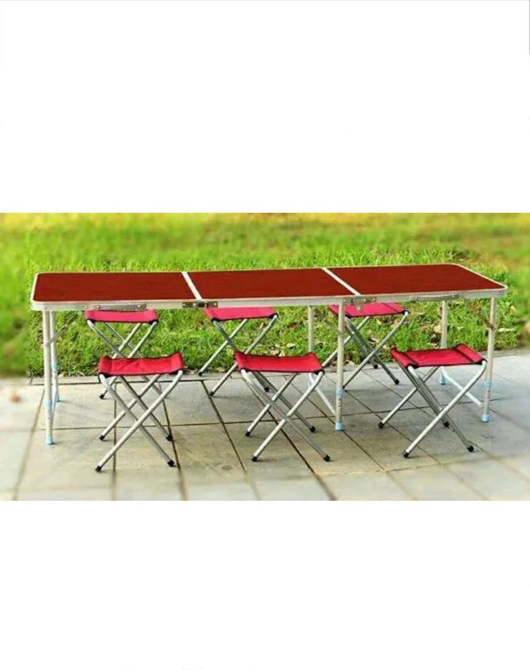 Раскладной ТРОЙНОЙ стол для пикника 1.8 м длина + 6 стульев.