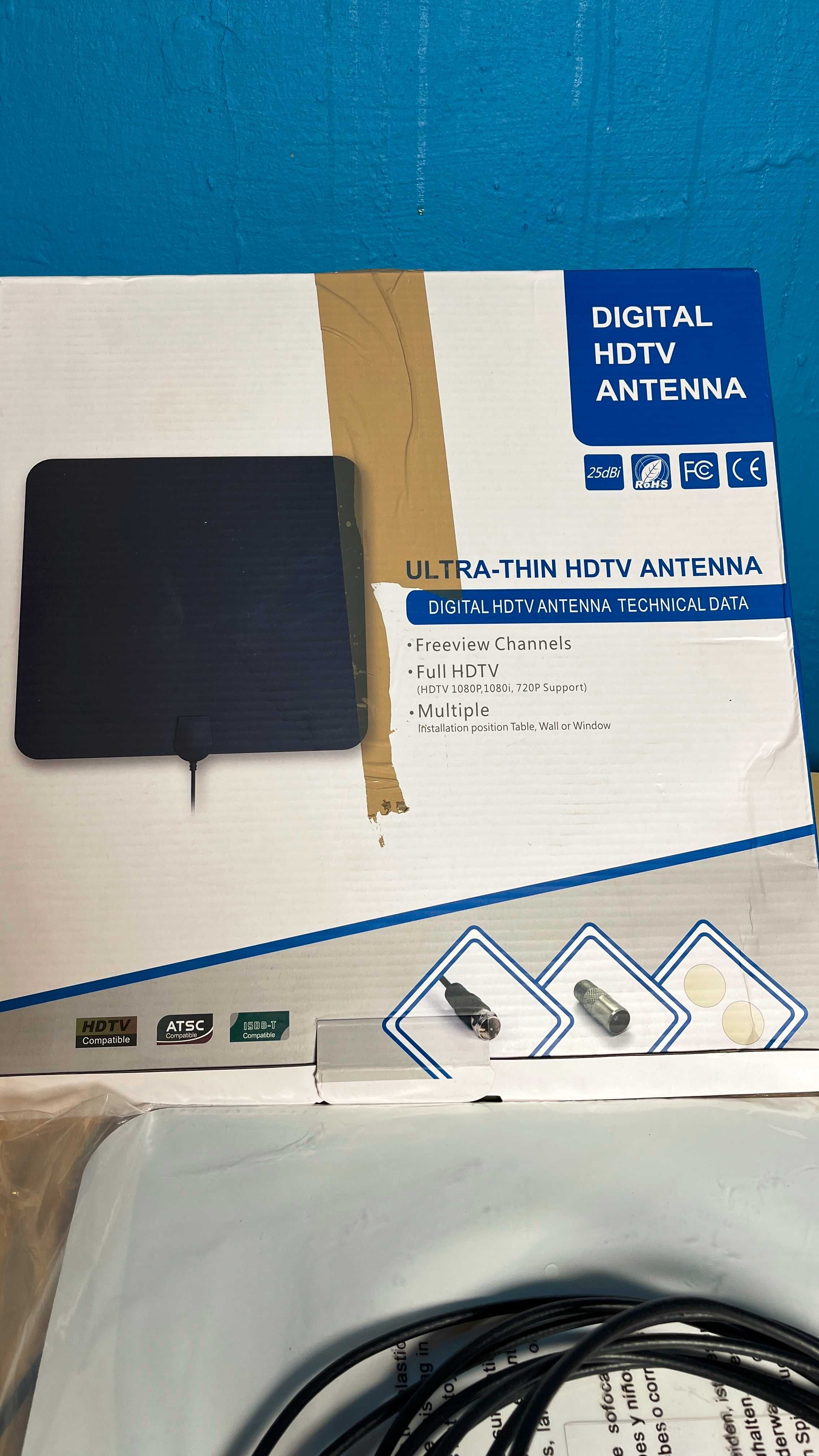 Antena wewnętrzna HDTV daleki zasięg odbioru sygnału, Hi-Power czarna